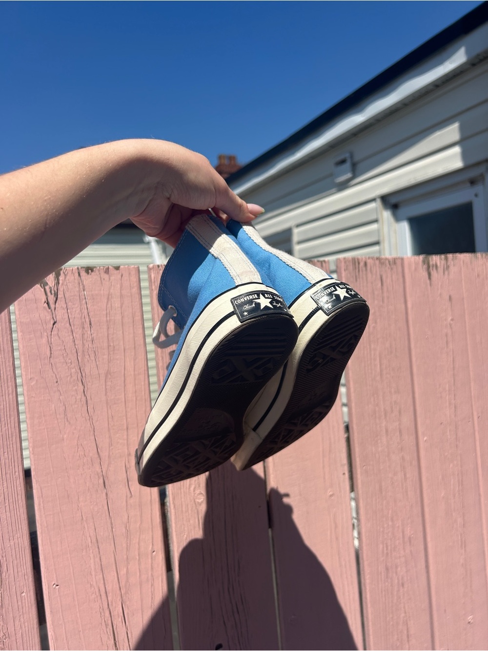 Converse High Top Sneakers Light Blue and White - Picture 3 of 4
